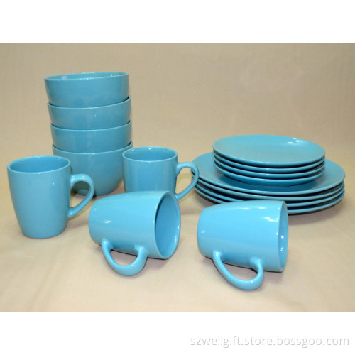 Round Stoneware Solid Color Dinner Set